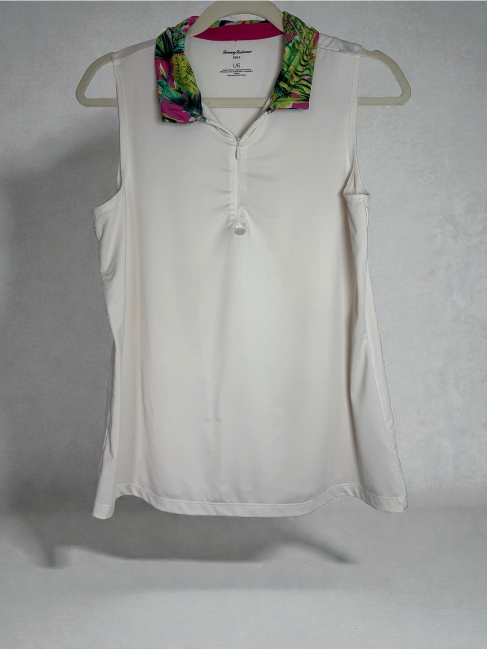 Tommy Bahama Sleeveless Large Polo Tank with Multicolor Tropical Collar